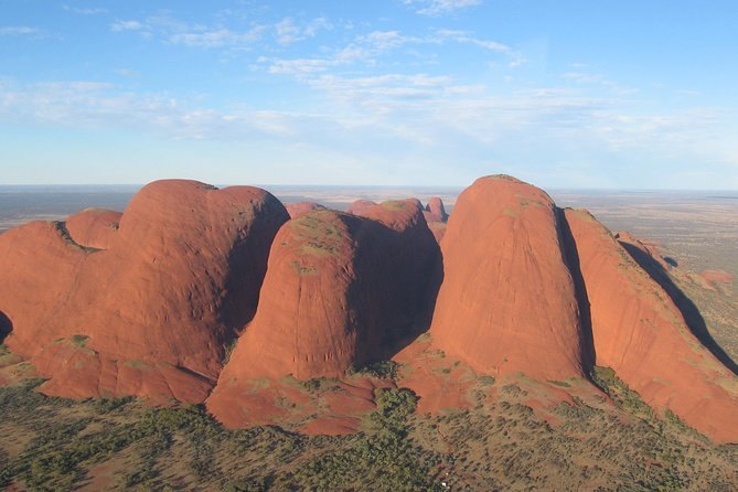 Kata Tjuta seen from the air, the 36 domes separated by shadowed valleys